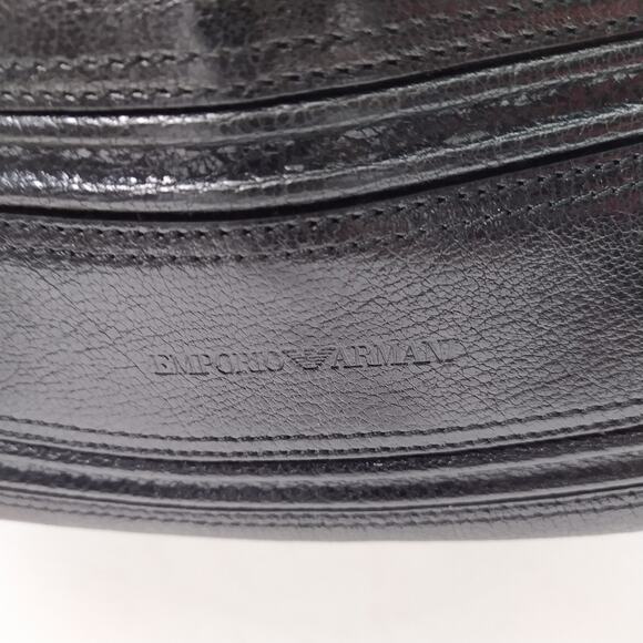 Emporio Armani Black Leather Zipper Closure Hobo Shoulder Bag - Picture 4 of 16